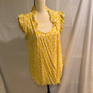 Chic Yellow Ruffle Sleeve Blouse